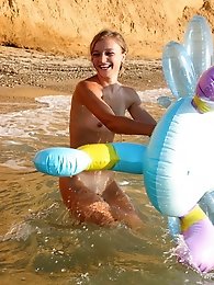 Sexy nude teen at the beach