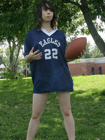 sexy teen model in football jersey