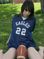 sexy teen model in football jersey