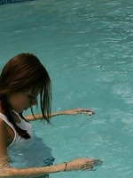 brooke takes a dip in the pool