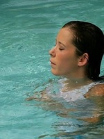 brooke takes a dip in the pool