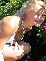 cute blonde sweetie christine young posing outdoors for you