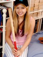 cute porn newbie flirting at home after her baseball practice