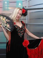 anne wearing a flamenco dress showing tits