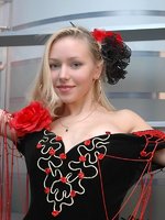anne wearing a flamenco dress showing tits